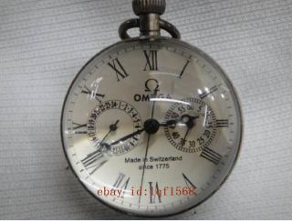 2.  5 Inch / Chinese Vintage Brass Glass Pocket Watch Ball Clock