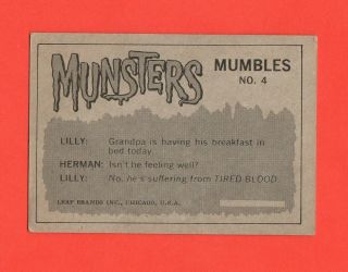 Canada Version 1964 Leaf The Munsters 4 Very Rare creased 2