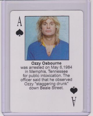 Rare 2003 Starz Behind Barz Ozzy Osbourne Playing Card Mug Shot Black Sabbath