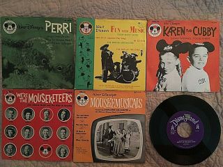 6 Disney 45 Eps Karen Cubby Mouseketeers Perri Fun With Music Annette Mouskemusi