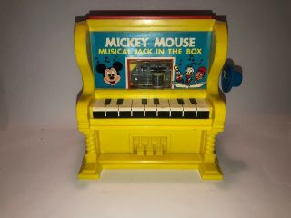 Vintage Mickey Mouse Musical Jack In The Box 1973 No.  711 Walt Disney
