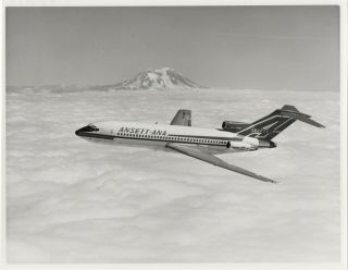 Large Vintage Photo - Ansett Ana Boeing 727 Vh - Rme In - Flight