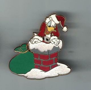 Disney 2007 Wdw Happy Holidays Donald Duck Christmas Santa Chimney Set Pin Le