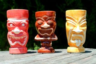 Tiki Mug Set Ceramic Polynesian Cups For Hawaiian Tiki Cocktails