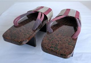 22.  5cm (8.  9 ") Japanese Vtg Wooden Sandals Geta : Tsugaru - Nuri Lacquerware
