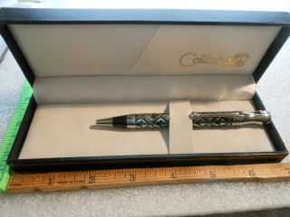 Vintage Disney Colibri Mickey Mouse Silver Overlay Pen Shape In Case