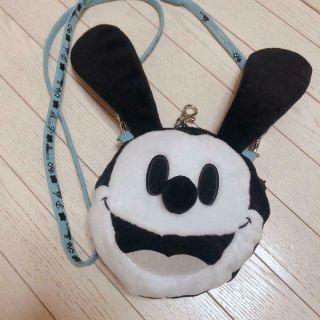 Tokyo Disney Oswald The Lucky Rabbit Face Plush Pass Case Holder Pouch Coin Bag