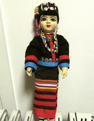 Ethnic Thai Thailand Cultural Lady Doll - Porcelain Head /arms /feet - Cloth Body