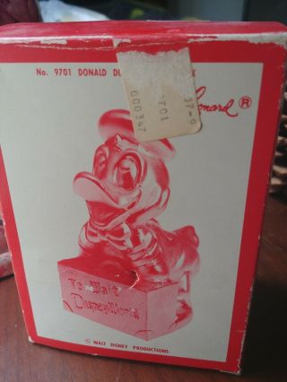 Vintage 1960 ' s Walt Disney DONALD DUCK Silver Plated Metal Bank Leonard W BOX 2