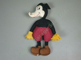 Very Rare Vtg Antique 1930s 1940s Felt Mickey Mouse Doll 9.  5 " Inches