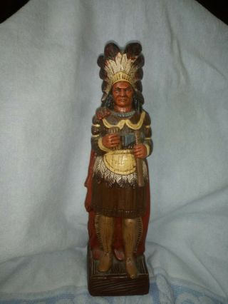 Vtg Cigar Store Indian Heavy Plaster Colorfully Painted Figure 1975