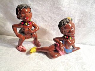 2 Vintage Black Americana African Figurines 50 