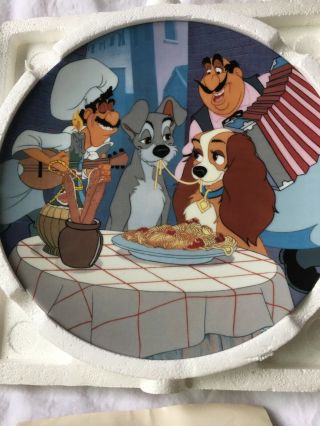 Walt Disney Lady And The Tramp " First Date " Collectors Plate Knowles With Papers