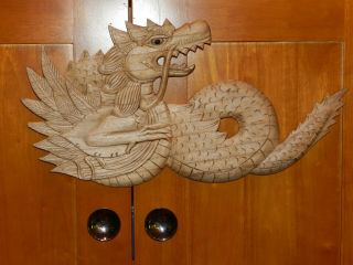 Carved Dragon Wood Wooden Wall Sculpture Art Vintage Indonesia