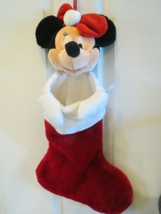Minnie Mouse Christmas Stocking 22” Plush Disney Parks Authentic Disneyland
