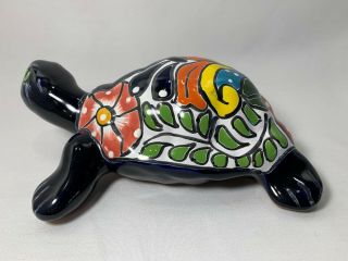 Hand - Painted Mexican Talavera Ceramic Sea Turtle La Tortuga Figurine Folk Art 4