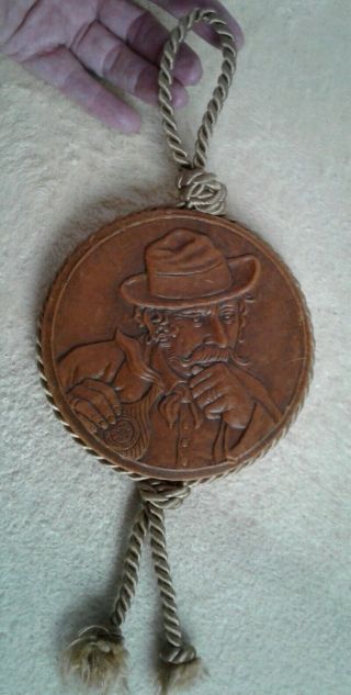 Vintage German Hand Carved Wax Relief Art Plaque Man Wall Hanging