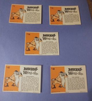1966 Fleer Baseball Weird - ohs Five Cards: 2,  12,  14,  43,  48 2