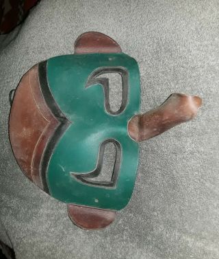 EXCEPTIONAL OLD NATIVE AMERICAN?? TRIBE PAINTED LEATHER ' CEREMONIAL BIRD ' MASK 3