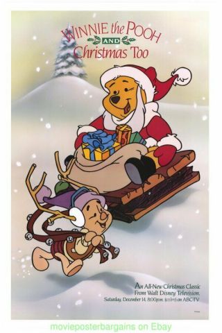 Winnie The Pooh And Christmas Too Movie Poster 27x40 Tv Special 1991