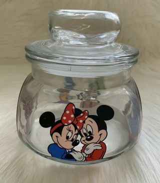 Vintage Walt Disney World Glass Candy Jar With Lid