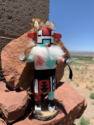 Vintage Kachina Roadrunner Doll Arizona Navajo Signed by Artist Snow Handmade 7