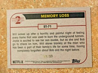 2019 Stranger Things 2 Upside Down parallel ST - 71 MEMORY LOSS /99 2