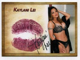 Kaylani Lei Autograph Kiss Print Card Adult Film Porn Star 2018 Collectors Expo