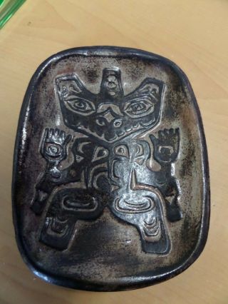 Vintage Haida Bear Gene Barker Ruth Meechan Canadian Art Pottery Dish Signed