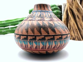 Native American Pottery Horsehair Handmade Navajo Indian Etched Signed