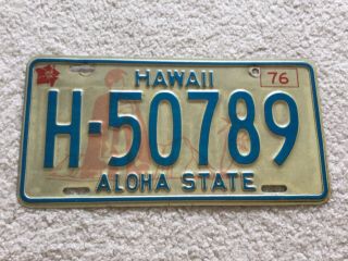 1976 Hawaii Aloha State King Kamehameha License Plate (& Unrestored)