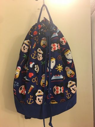 Disney Cruise Line Emoji Blue Backpack Adjustable Straps Drawstring