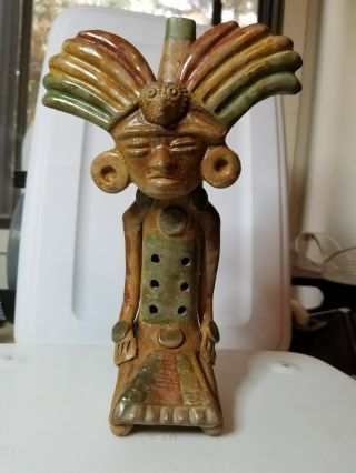 Mayan Aztec Clay Pottery Figure Flute Music Instrument