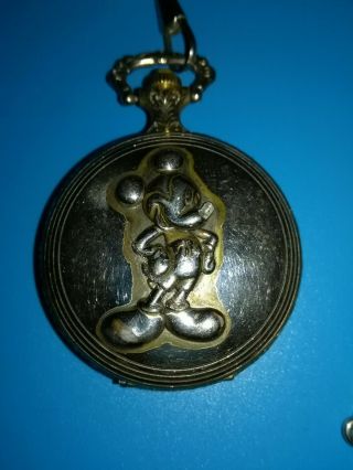Vintage Walt Disney Mickey Mouse Pocket Watch with Chain VERICHRON 2