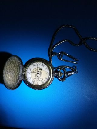 Vintage Walt Disney Mickey Mouse Pocket Watch with Chain VERICHRON 3