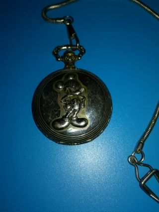 Vintage Walt Disney Mickey Mouse Pocket Watch with Chain VERICHRON 6