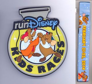 Run Disney 1/2 Marathon Kids Race Cinderella Mice Jaq Gus Pin Lanyard & Medal
