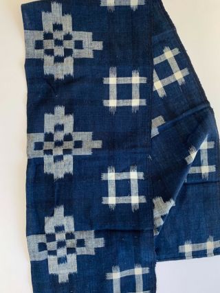 Vintage Japanese Indigo Kasuri Fabric Scarf (t22)