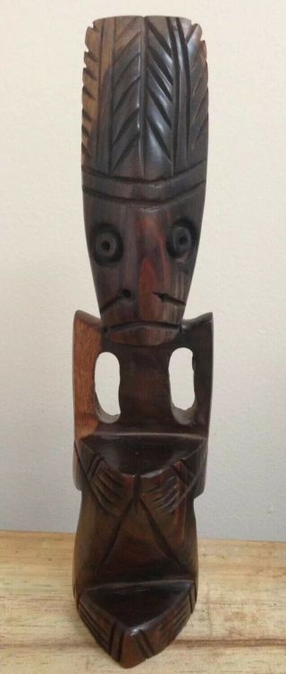 11 " Tall Wood Voo Doo Hand Carved Standing African Heavy Art Statue