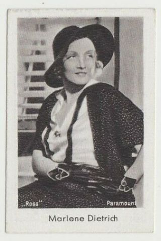 Marlene Dietrich Early 1930s Sulima Brand German Tobacco Card 12 Film Star E1