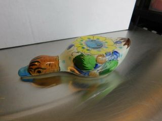Vintage Tonala Mexico Pottery Duck Hand Painted Dated And Signed Cat 1977