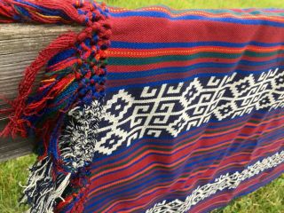 Hand woven Wool Serape Saltillo Central America Wearable Blanket Vivid 66 