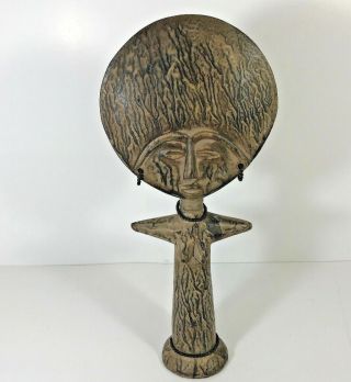 Vintage African Hand Carved Statue Light Wood Female Fertility Goddess
