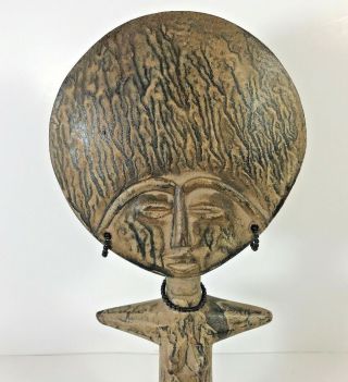 Vintage African Hand Carved Statue Light Wood Female Fertility Goddess 2