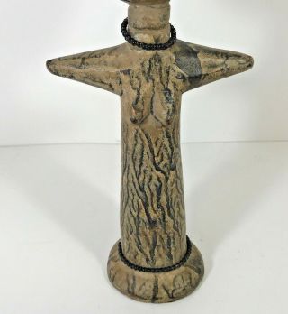 Vintage African Hand Carved Statue Light Wood Female Fertility Goddess 3