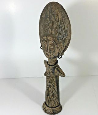 Vintage African Hand Carved Statue Light Wood Female Fertility Goddess 7
