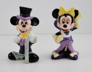 1987 Vintage 4 " Mickey And Minnie Mouse Ceramic Figures Disney Store Lilac