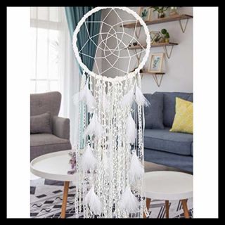 Extra LARGE Dream Catcher Kids Wall Hanging Decoration Handmade WHITE Feather Bo 2