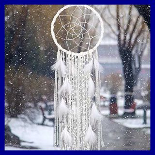 Extra LARGE Dream Catcher Kids Wall Hanging Decoration Handmade WHITE Feather Bo 8