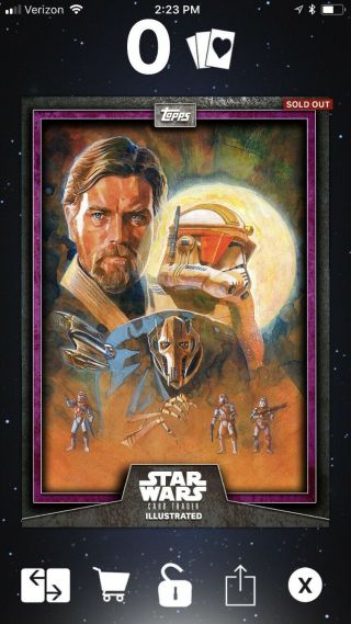 Star Wars Card Trader Cti - Illustrated - Purple Obi - Wan Kenobi